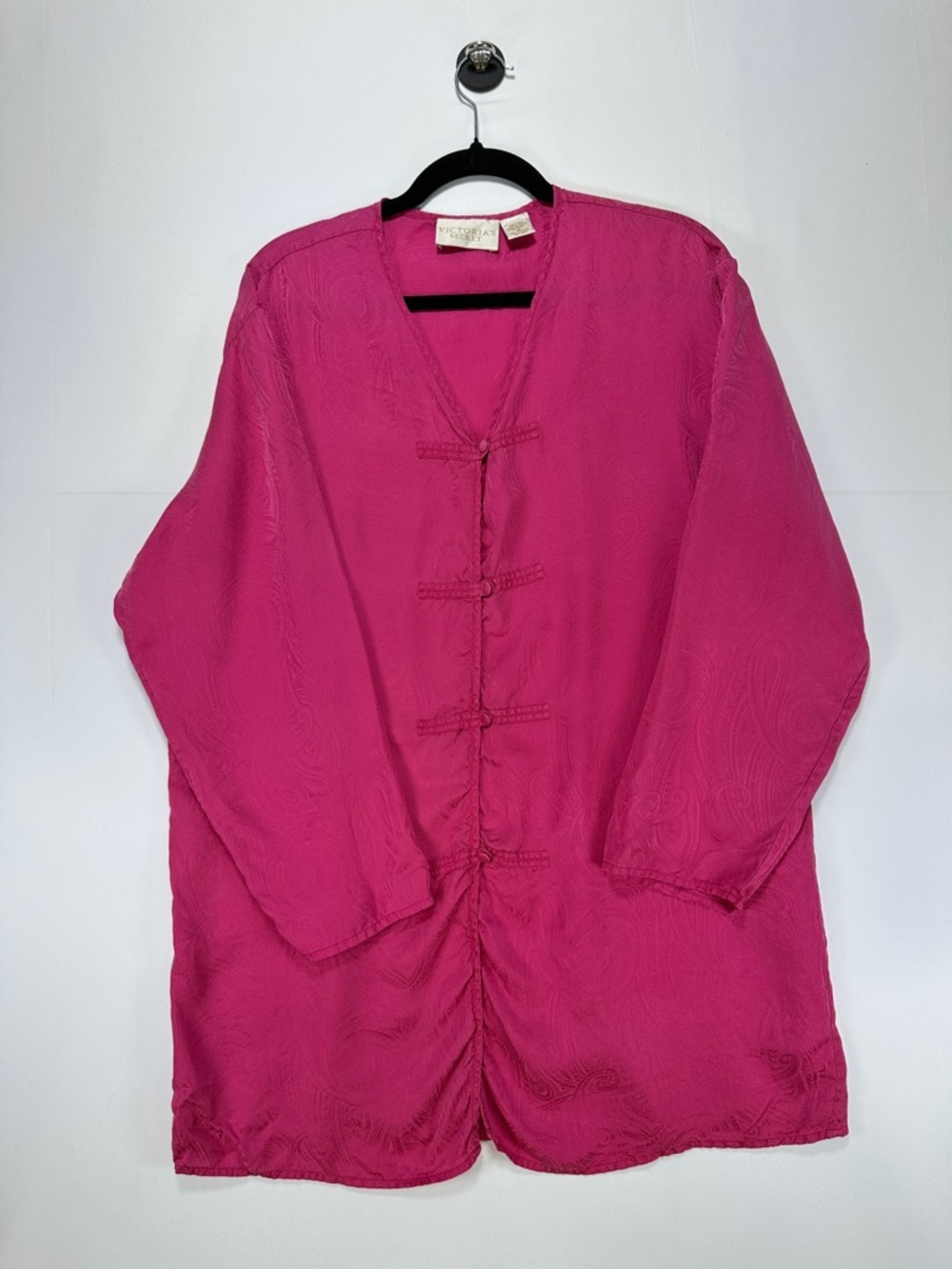 Victoria’s Secret Gold Label Silk Sleep Shirt Paisley Satin Pink Size M